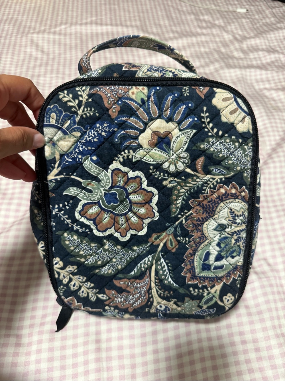 Vera Bradley Quilted Floral Navy Compact Lunch Bag with Top Handle